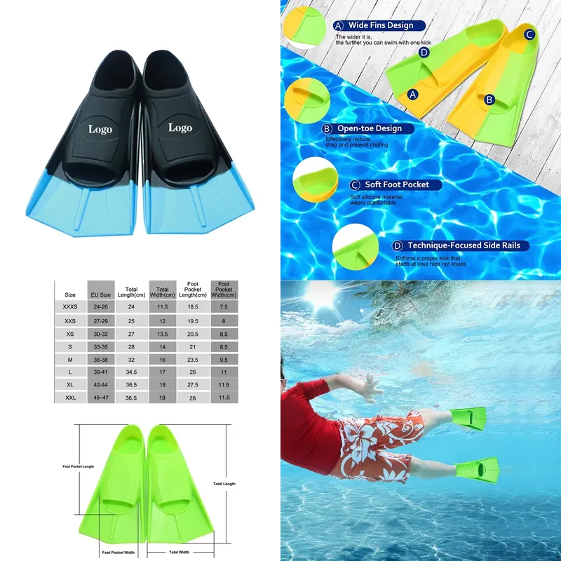 Fin Diving Blade - Professionelle Kurzblatt-Silikon-Tauchflossen für Tauchen und Schwimmen