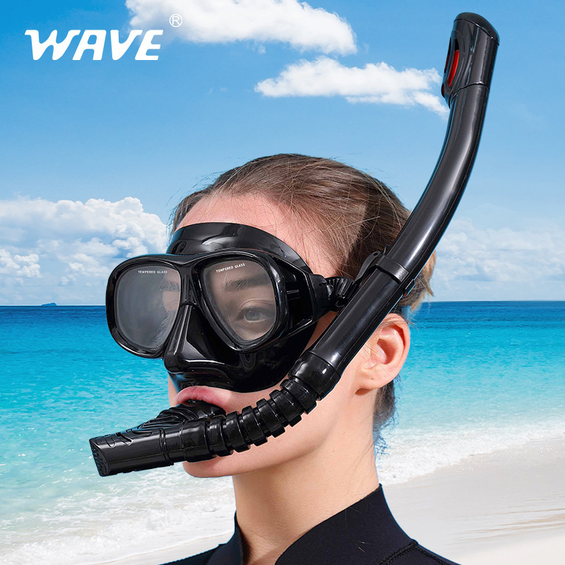 Freediving Mask Set - WAVE Professionelles Schnorcheln, kompletter Satz Silikonschnorchel,