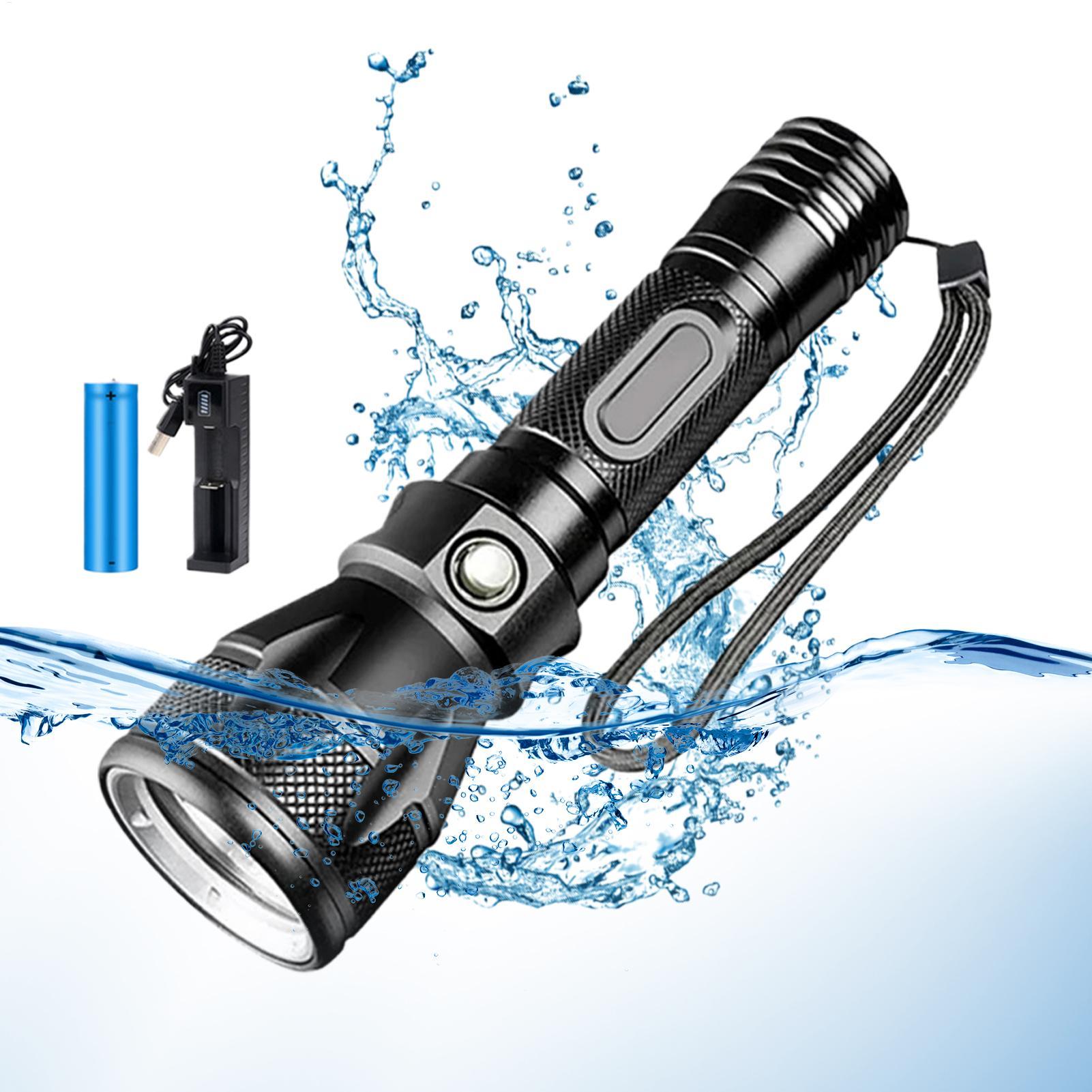 Aquatic Diving - 3-Modus Leistungsstarke Wiederaufladbare Wasserdichte LED-Tauchlampe Tragbare