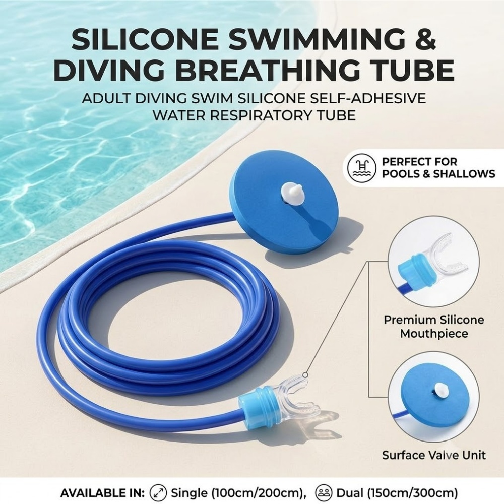 Aquatic Diving - Erwachsenen-Tauch- und Schwimm-Silikon-Atemschlauch Flexibler Oberflächen-Schnorchel Unterwasser-Atemleitung