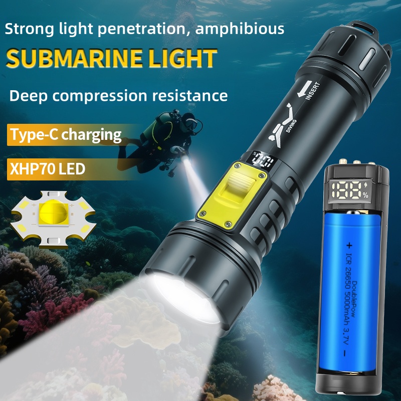 Aquatic Diving - Neue XHP70 Tauchen Taschenlampe IPX8 Wasserdichte